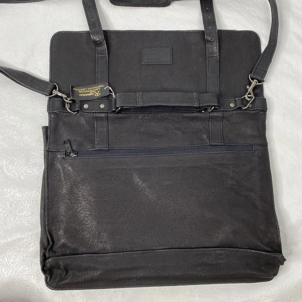 Roma Black Leather Briefcase - Men Bags Briefcases